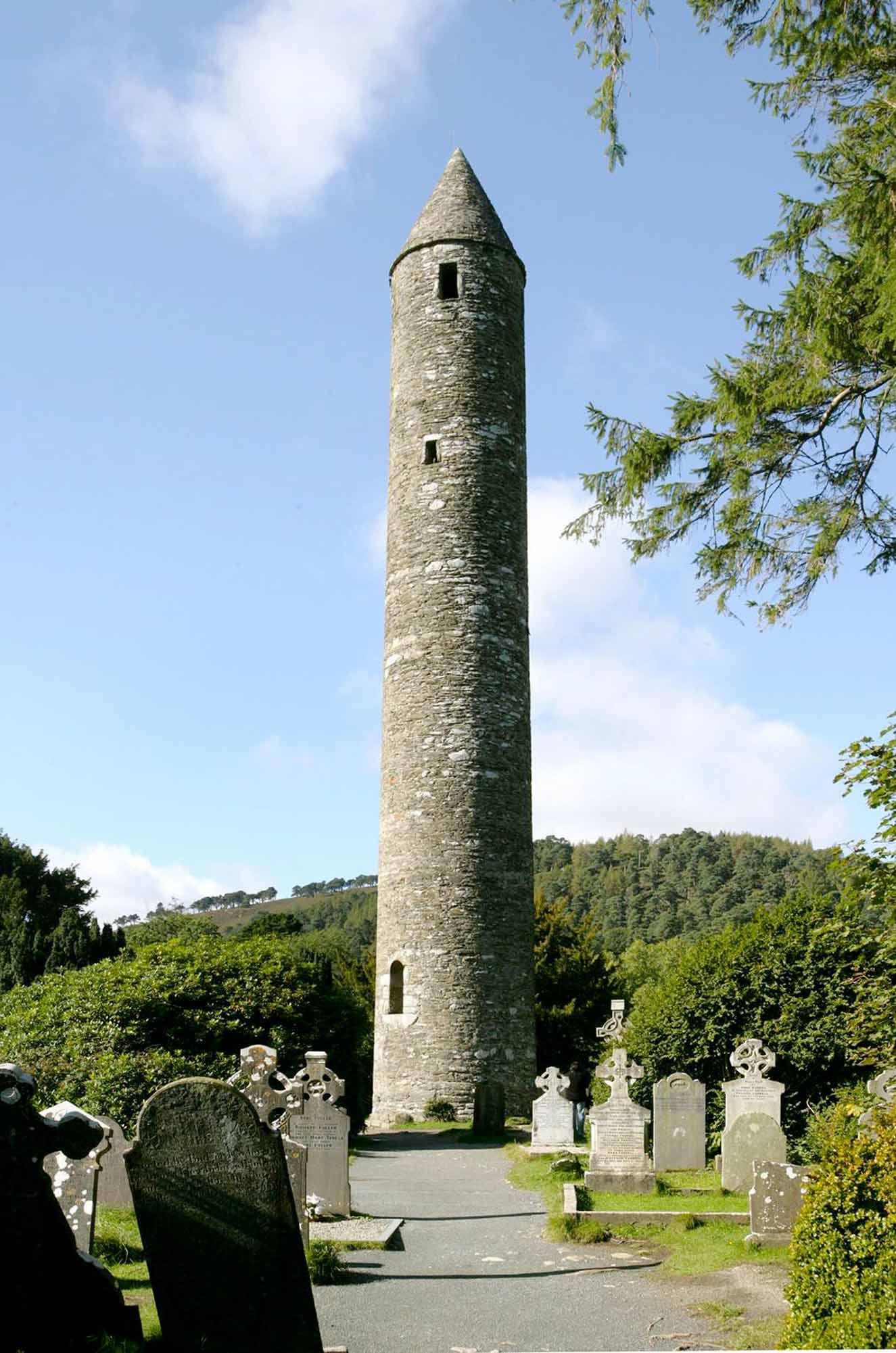 The 30-meter Round Tower at Glendalough
