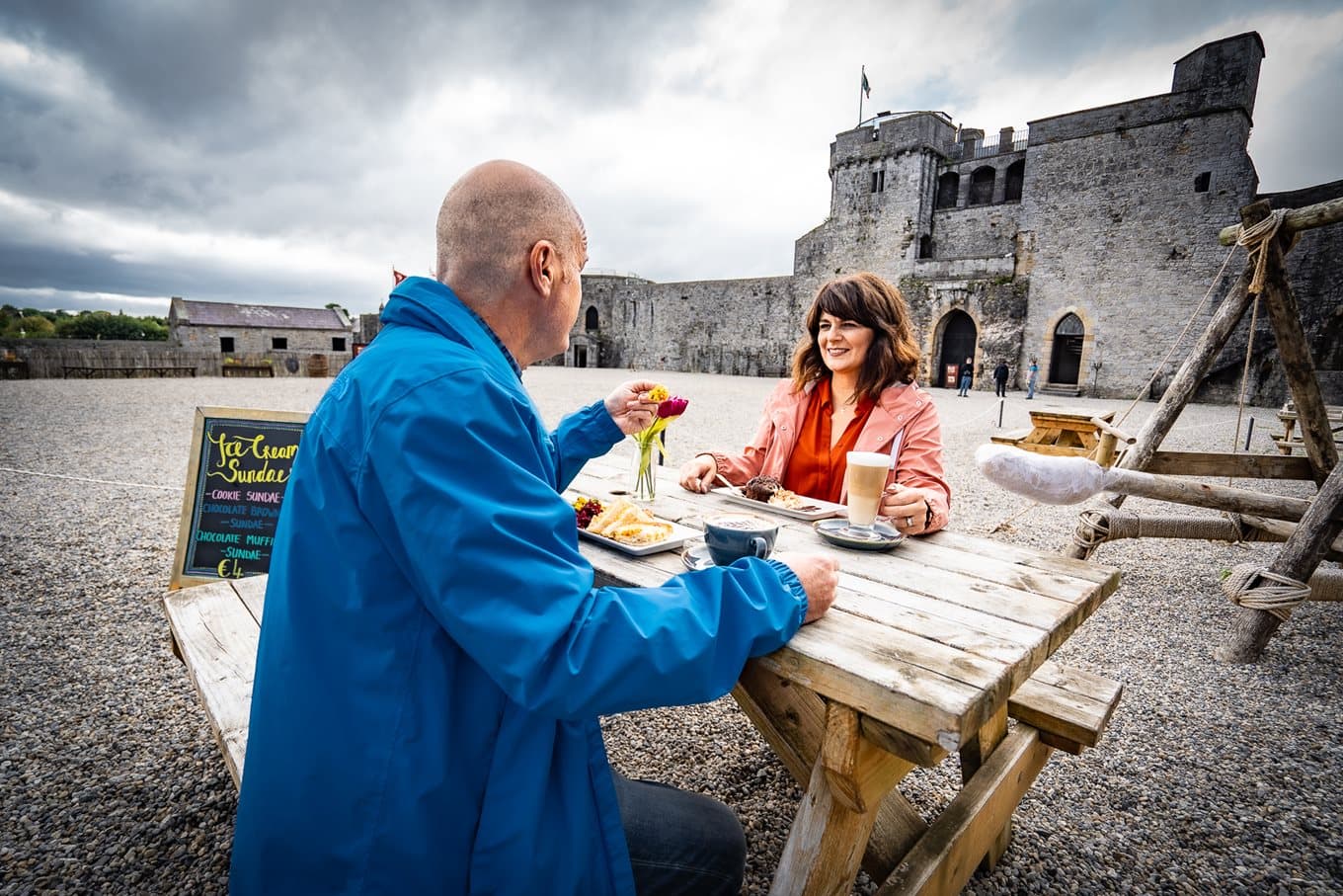 Castle café interior with views of courtyard